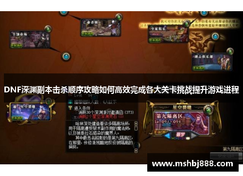DNF深渊副本击杀顺序攻略如何高效完成各大关卡挑战提升游戏进程 DNF深渊副本击杀顺序攻略如何高效完成各大关卡挑战提升游戏进程